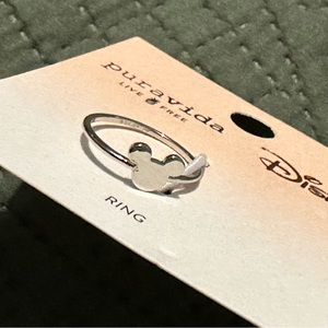 Pura Vida Disney Mickey Mouse Delicate Ring - Brass Base, Rhodium Plating Size 7